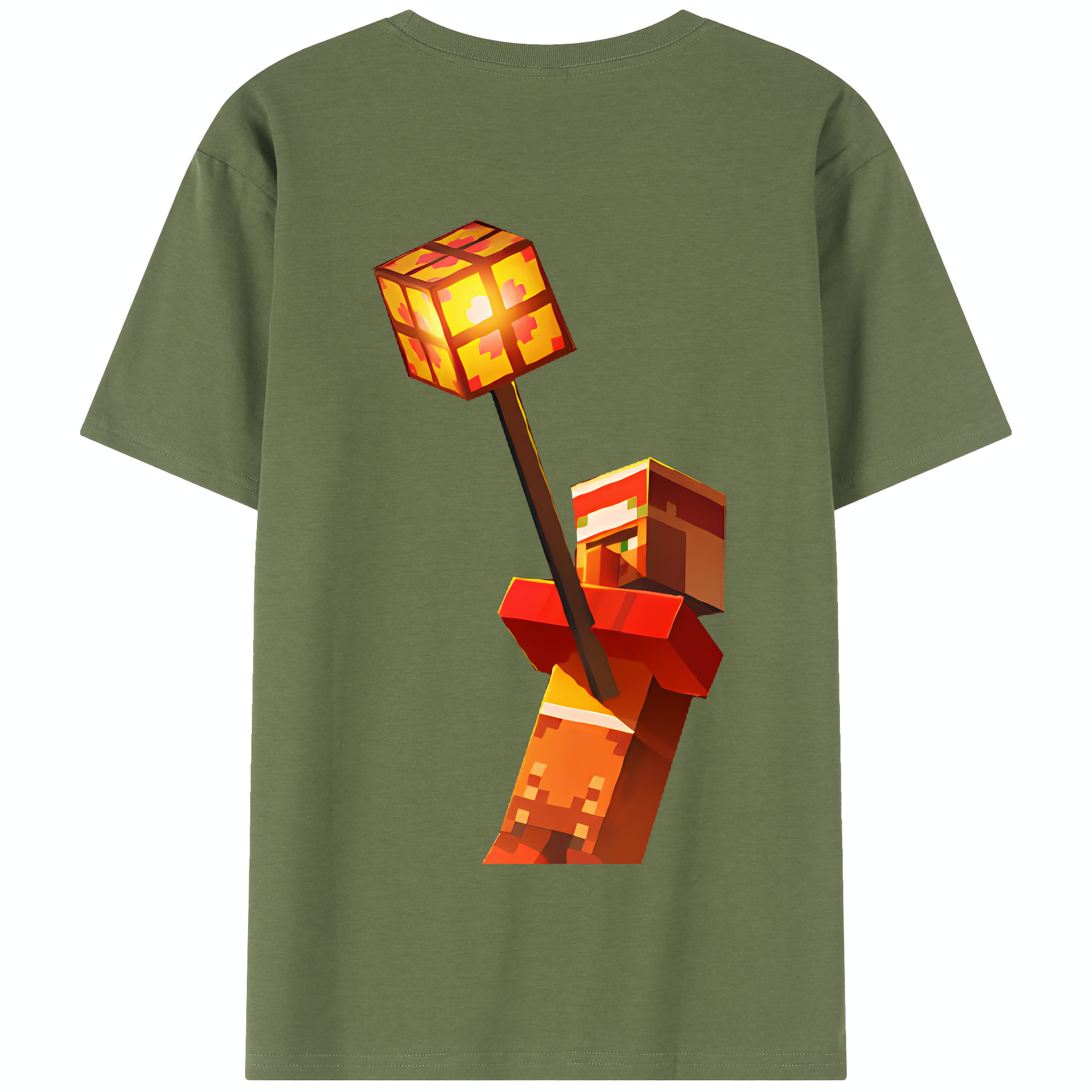 （画像用） マインクラフト ブロックの世界 Minecraft MC Block world 綿100％半袖Tシャツ（背面プリント）